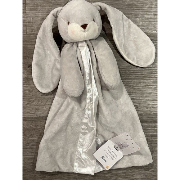 Bunnies By The Bay Bloom Nibble Buddy Security Blanket Lovey Satin 104464 Gray - Picture 1 of 8